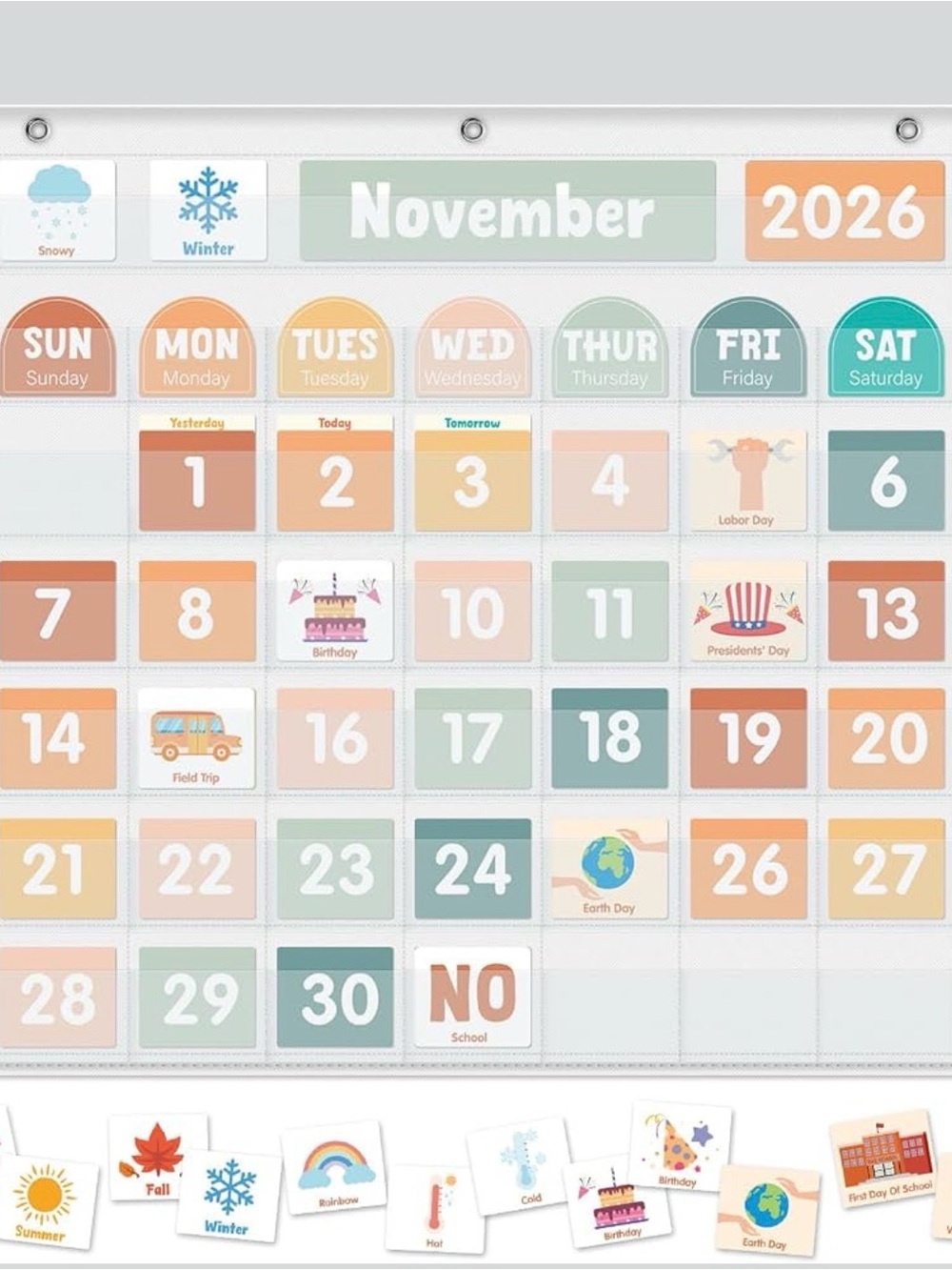 Amazon Pastel Multi November 2026 Pocket Calendar